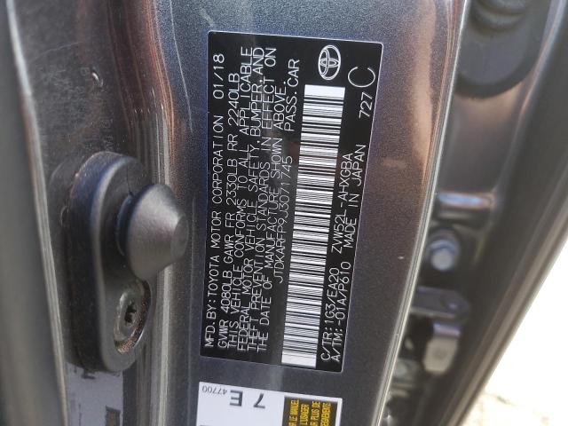 JTDKARFP9J3071745 - 2018 TOYOTA PRIUS PRIM ნაცრისფერი ფოტო 12