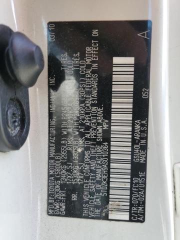 5TDZK3EH9AS010364 - 2010 TOYOTA HIGHLANDER WHITE photo 13