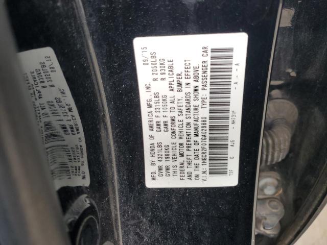 1HGCR2F07GA029880 - 2016 HONDA ACCORD EX BLACK photo 12