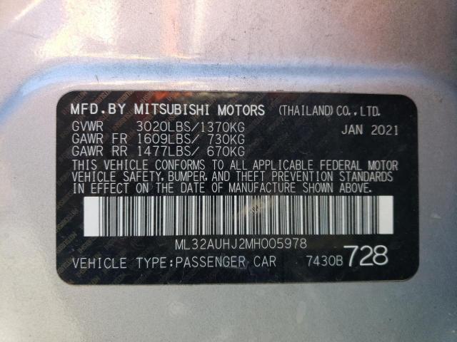 ML32AUHJ2MH005978 - 2021 MITSUBISHI MIRAGE ES SILVER photo 12