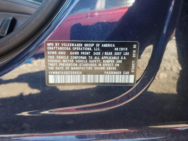 1VWBN7A32EC026324 - 2014 VOLKSWAGEN PASSAT SE BLUE photo 12