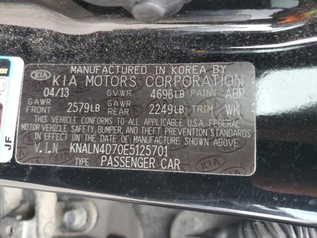 KNALN4D70E5125701 - 2014 KIA CADENZA PREMIUM BLACK photo 12