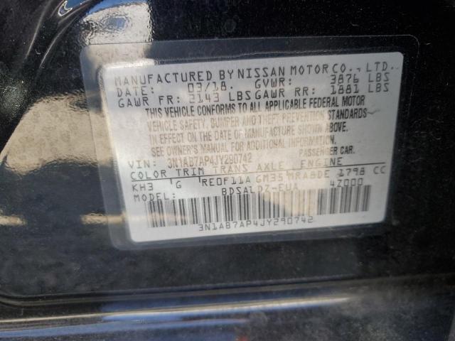 3N1AB7AP4JY290742 - 2018 NISSAN SENTRA S შავი ფოტო 12