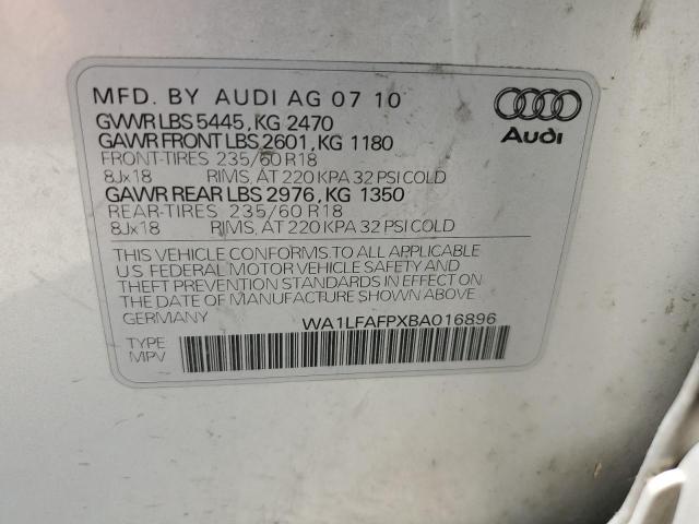 WA1LFAFPXBA016896 - 2011 AUDI Q5 PREMIUM PLUS SILVER photo 13