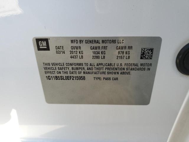 1G11B5SL0EF215958 - 2014 CHEVROLET MALIBU LS WHITE photo 12