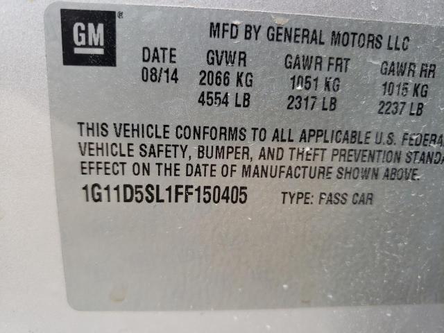 1G11D5SL1FF150405 - 2015 CHEVROLET MALIBU 2LT 银色 照片 13