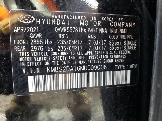 KM8S2DA16MU009006 - 2021 HYUNDAI SANTA FE BLUE BLACK photo 13