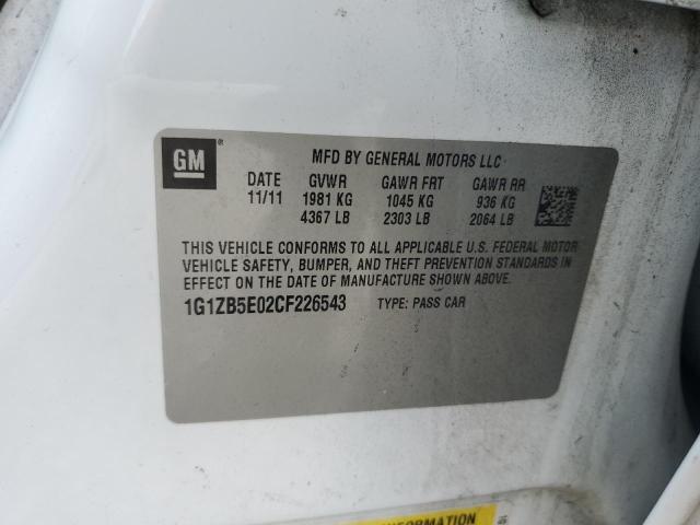 1G1ZB5E02CF226543 - 2012 CHEVROLET MALIBU LS თეთრი ფოტო 12