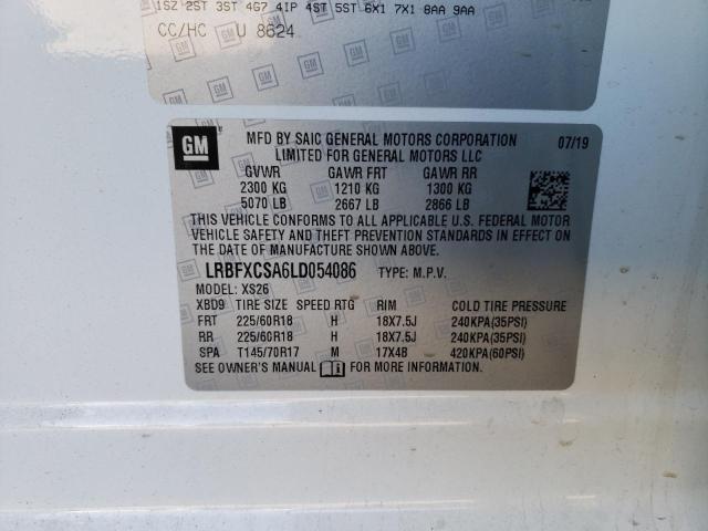 LRBFXCSA6LD054086 - 2020 BUICK ENVISION ESSENCE WHITE photo 12