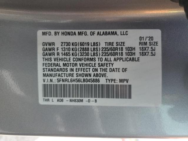 5FNRL6H56LB045886 - 2020 HONDA ODYSSEY EX SILVER photo 13