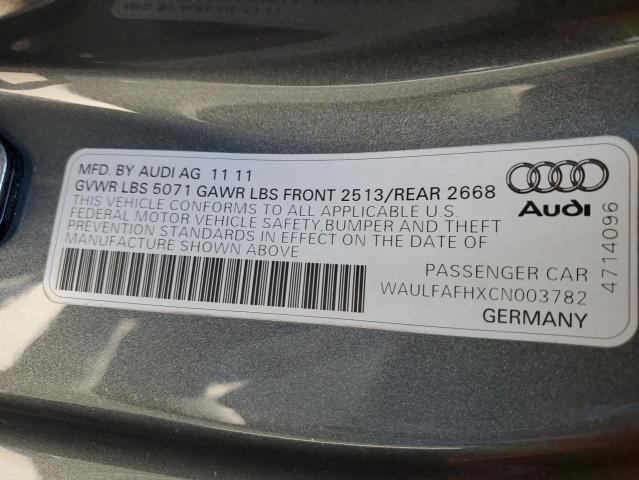 WAULFAFHXCN003782 - 2012 AUDI A5 PREMIUM PLUS GRAY photo 12