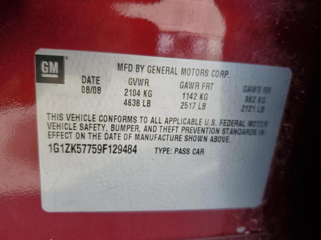 1G1ZK57759F129484 - 2009 CHEVROLET MALIBU LTZ Марун фото 12