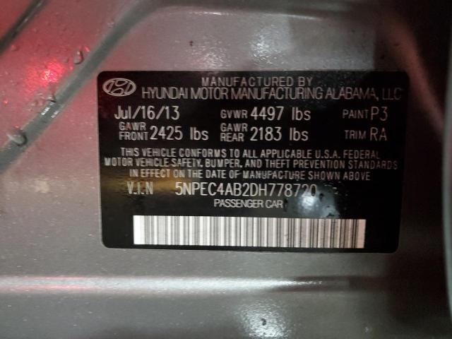 5NPEC4AB2DH778720 - 2013 HYUNDAI SONATA SE SILVER photo 12