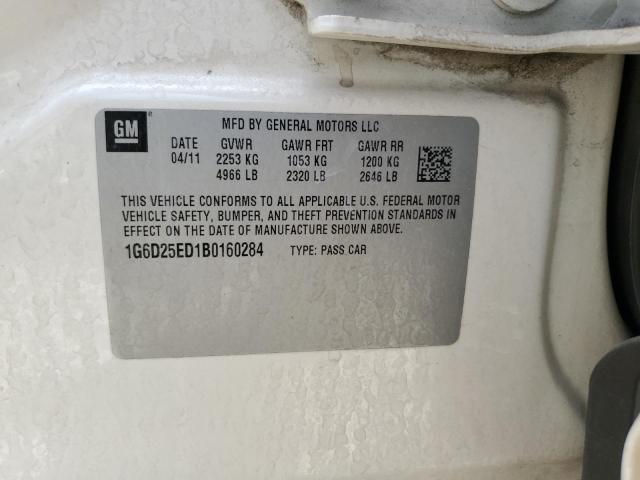 1G6D25ED1B0160284 - 2011 CADILLAC CTS WHITE photo 14