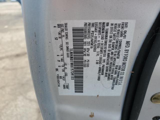 1LNHM81W81Y739155 - 2001 LINCOLN TOWN CAR EXECUTIVE SILVER photo 12