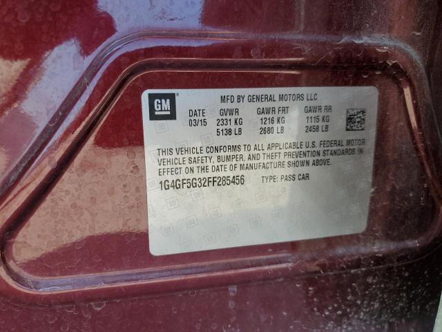 1G4GF5G32FF285456 - 2015 BUICK LACROSSE PREMIUM RED photo 12