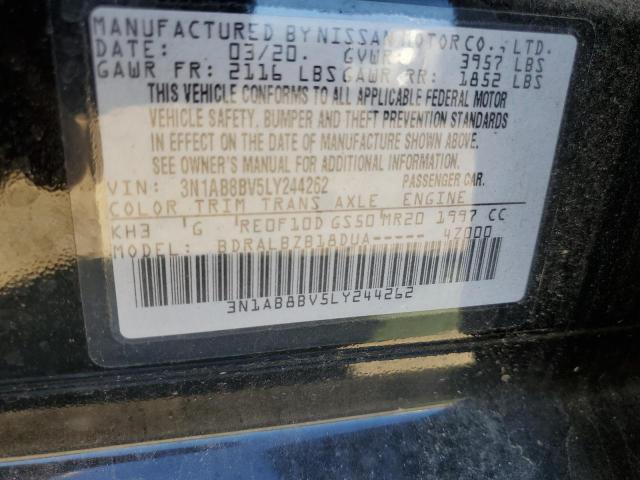 3N1AB8BV5LY244262 - 2020 NISSAN SENTRA S BLACK photo 12