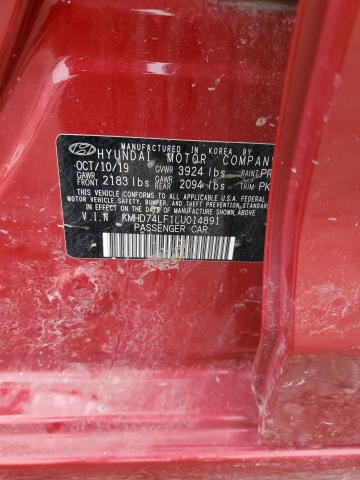 KMHD74LF1LU014891 - 2020 HYUNDAI ELANTRA SE RED photo 12