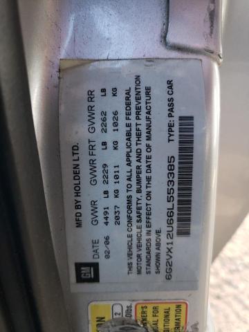 6G2VX12U66L553385 - 2006 PONTIAC GTO SILVER photo 12