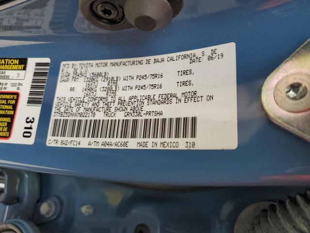 3TMBZ5DNXKM022170 - 2019 TOYOTA TACOMA DOUBLE CAB 蓝色 照片 12