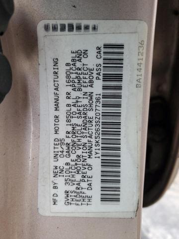 1Y1SK5263SZ077361 - 1995 GEO PRIZM BASE GOLD photo 12