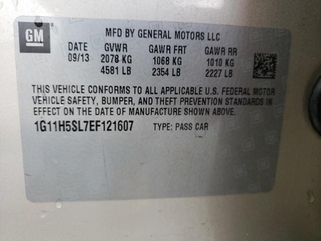 1G11H5SL7EF121607 - 2014 CHEVROLET MALIBU LTZ ბეჟი ფოტო 12