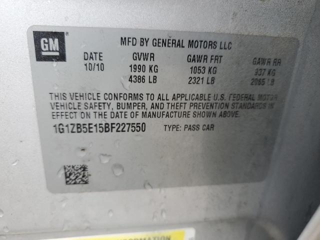 1G1ZB5E15BF227550 - 2011 CHEVROLET MALIBU LS Argent photo 12