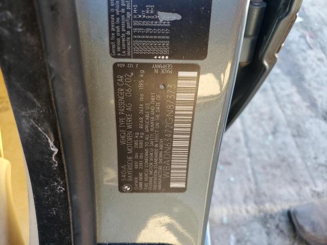 WBADN63472GN87373 - 2002 BMW 540 I AUTOMATIC BLUE photo 12