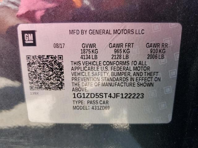 1G1ZD5ST4JF122223 - 2018 CHEVROLET MALIBU LT GRAY photo 12