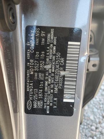 KMHCT4AE2DU475150 - 2013 HYUNDAI ACCENT GLS GRAY photo 12