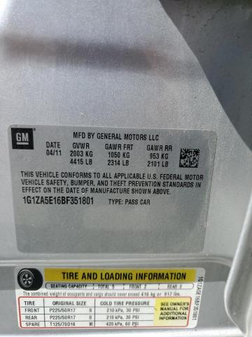 1G1ZA5E16BF351801 - 2011 CHEVROLET MALIBU LS ვერცხლისფერი ფოტო 12