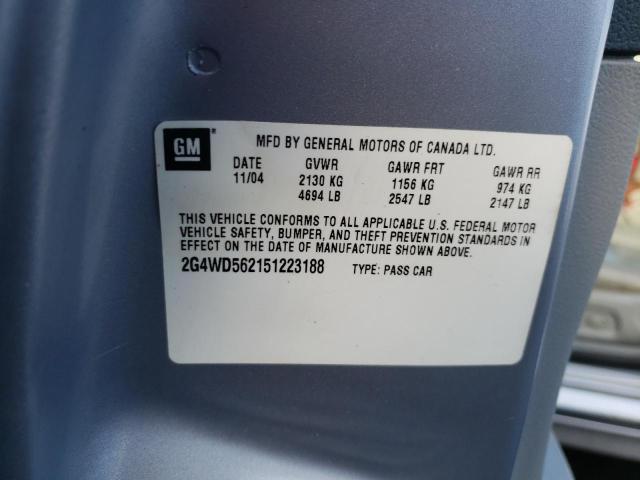 2G4WD562151223188 - 2005 BUICK LACROSSE CXL SILVER photo 12