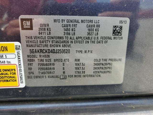 5GAKRCKD4DJ250620 - 2013 BUICK ENCLAVE BLUE photo 14