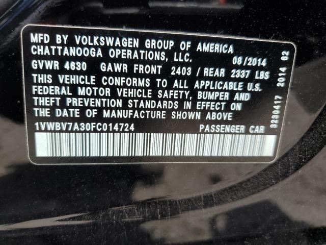 1VWBV7A30FC014724 - 2015 VOLKSWAGEN PASSAT SE Czarny zdjęcie 12