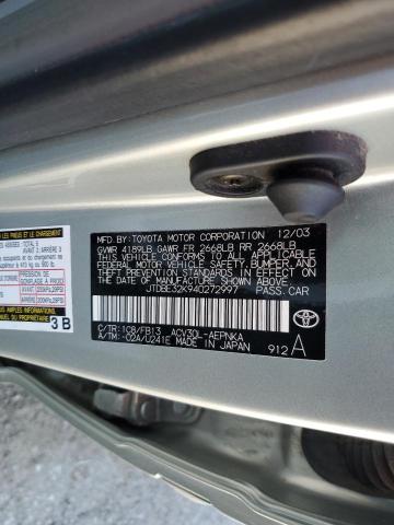 JTDBE32K940272997 - 2004 TOYOTA CAMRY LE SILVER photo 12