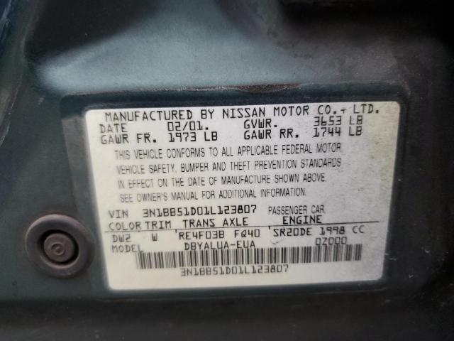 3N1BB51D01L123807 - 2001 NISSAN SENTRA SE GREEN photo 13