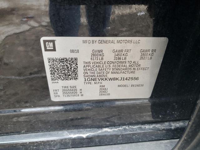 1GNEVKKW8KJ142556 - 2019 CHEVROLET TRAVERSE PREMIER BLACK photo 12