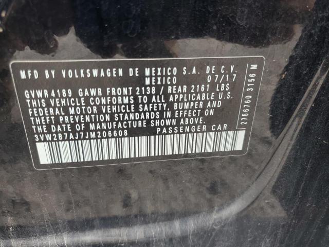 3VW2B7AJ7JM206608 - 2018 VOLKSWAGEN JETTA S BLACK photo 12