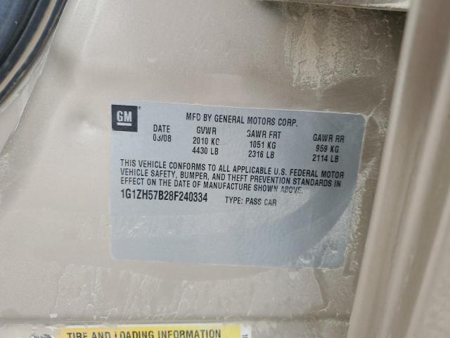 1G1ZH57B28F240334 - 2008 CHEVROLET MALIBU 1LT GOLD photo 12