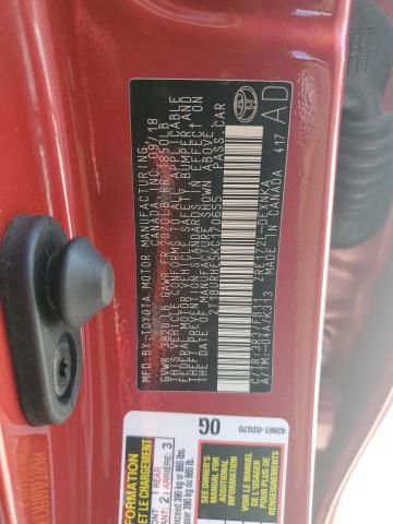 2T1BURHE5KC170655 - 2019 TOYOTA COROLLA L 红色 照片 12