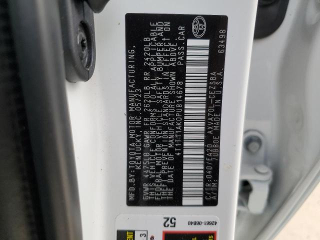 4T1T11AK0PU814678 - 2023 TOYOTA CAMRY SE NIGHT SHADE WHITE photo 12