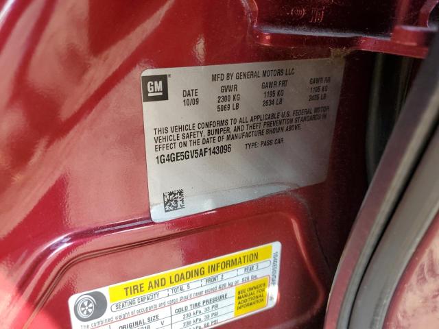 1G4GE5GV5AF143096 - 2010 BUICK LACROSSE CXS Темно-червоний фото 12