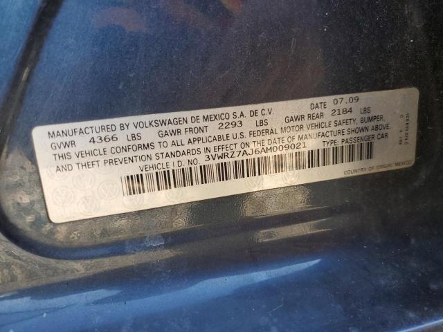 3VWRZ7AJ6AM009021 - 2010 VOLKSWAGEN JETTA SE 蓝色 照片 12