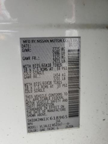 5N1DR2MN1JC618965 - 2018 NISSAN PATHFINDER S WHITE photo 13