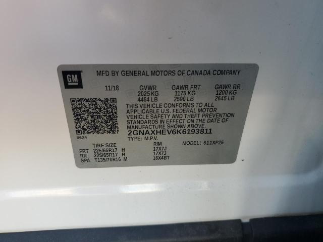 2GNAXHEV6K6193811 - 2019 CHEVROLET EQUINOX LS Blanc photo 13