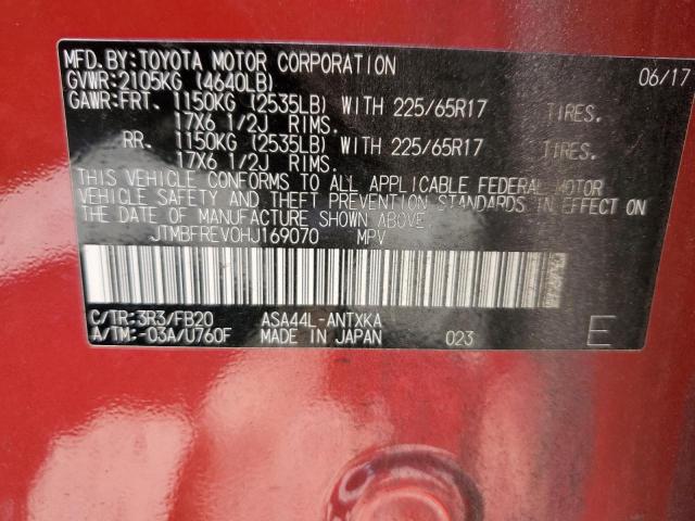 JTMBFREV0HJ169070 - 2017 TOYOTA RAV4 LE RED photo 13