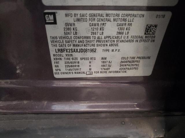 LRBFX2SAXJD081962 - 2018 BUICK ENVISION ESSENCE Bənövşəyi foto 13