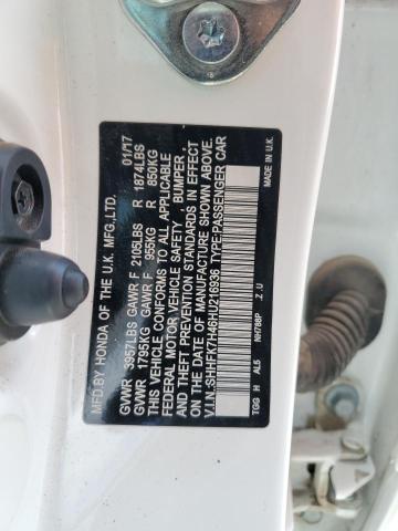 SHHFK7H46HU216936 - 2017 HONDA CIVIC SPORT WHITE photo 12