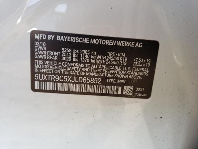5UXTR9C5XJLD65852 - 2018 BMW X3 XDRIVE30I WHITE photo 13