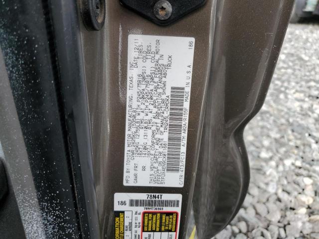 5TFUX4EN9CX011681 - 2012 TOYOTA TACOMA ACCESS CAB Brązowy zdjęcie 12